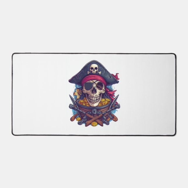 Pirate Skull Treasure Desk Mat (Front)