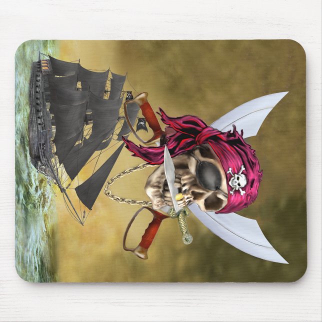 PIRATE SKULL TREASURE HUNTER MOUSE PAD (Front)