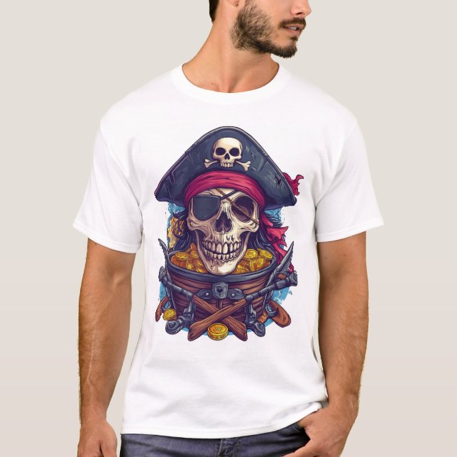 Pirate Skull Treasure T-Shirt (Front)