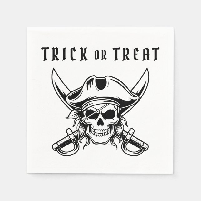 Pirate Skull Trick Or Treat Halloween Napkins (Front)