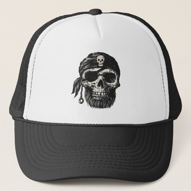 Pirate Skull  Trucker Hat (Front)
