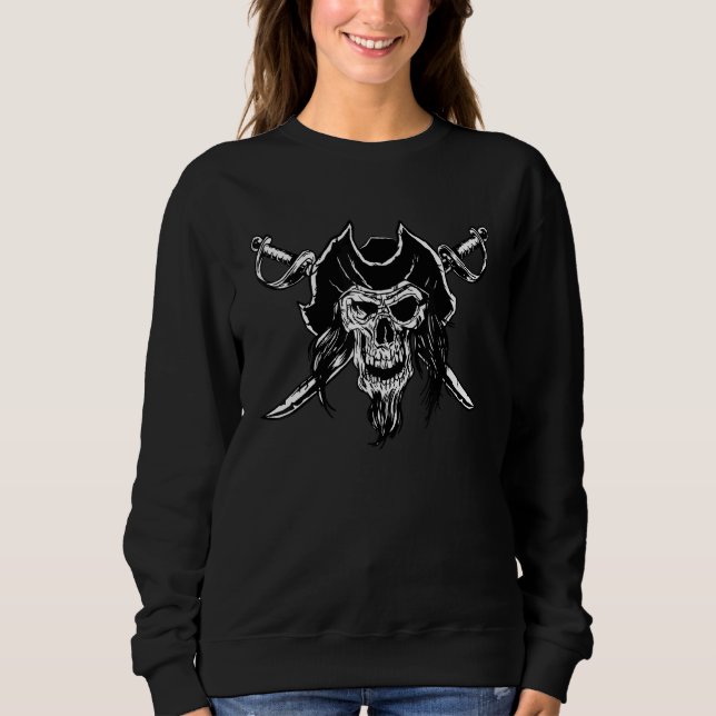 Pirate Skull Two Crossed Swords Sweatshirt (Front)