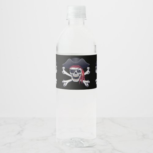 Pirate Skull Water Bottle Label