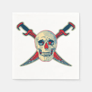 Pirate (Skull) - White Standard Cocktail Paper Nap Napkins