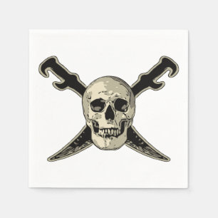 Pirate (Skull) - White Standard Cocktail Paper Nap Napkins