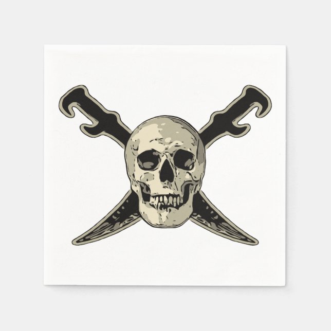 Pirate (Skull) - White Standard Cocktail Paper Nap Napkins (Front)