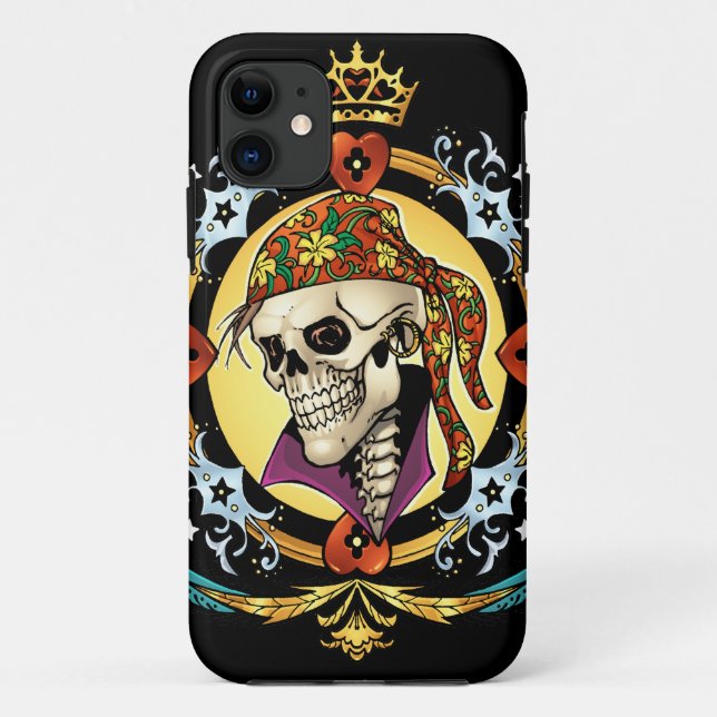 Pirate Skull with Bandana, Cool Skeleton Art Case-Mate iPhone Case (Back)