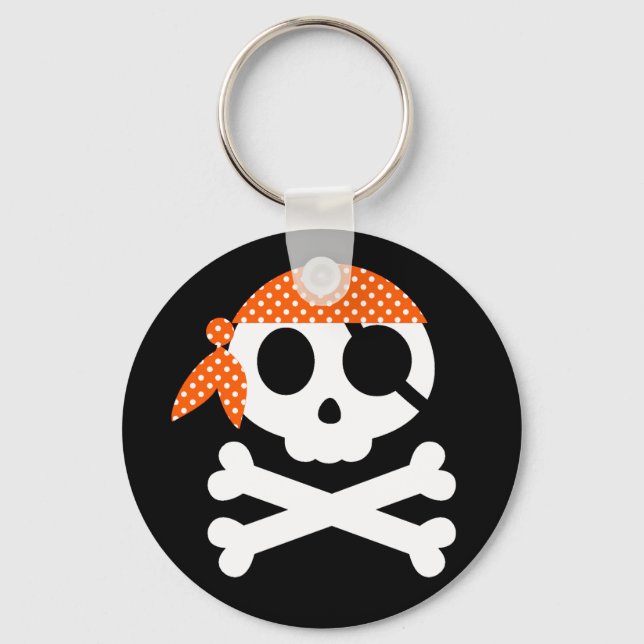 Pirate Skull with Bandanna Keychain (Front)