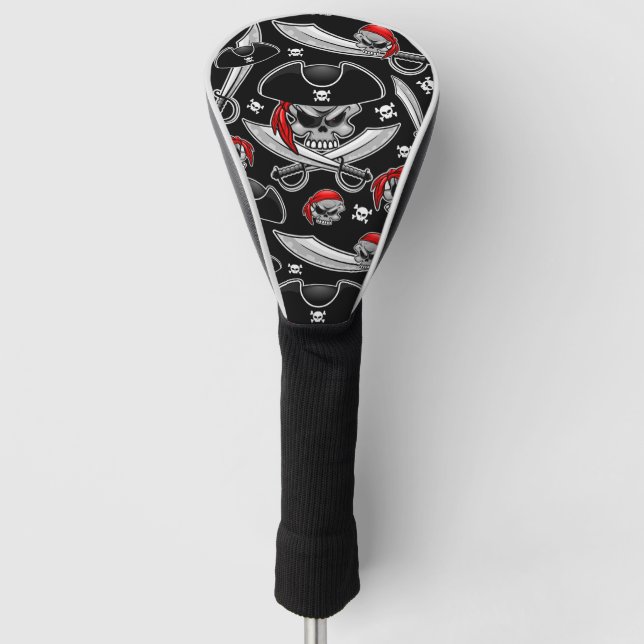 Pirate Skull with Crossed Sabers Golf Head Cover (Front)