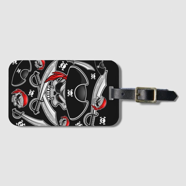 Pirate Skull with Crossed Sabers Luggage Tag (Front Horizontal)