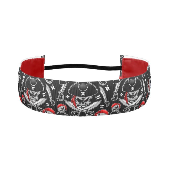 Pirate Skull with Crossed Sabres Athletic Headband (Front)