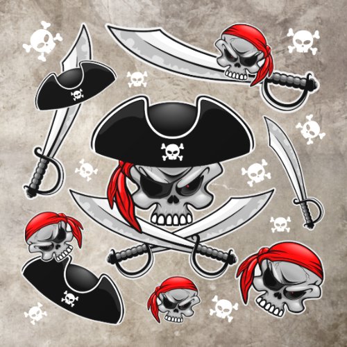 Pirate Skull with Crossed Sabres Floor Decals