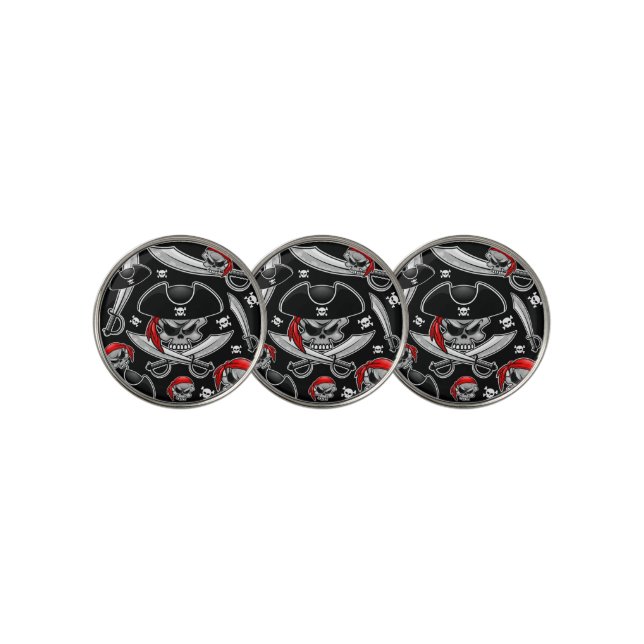 Pirate Skull with Crossed Sabres Golf Ball Marker (3 Up)