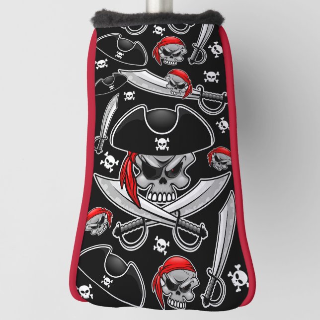 Pirate Skull with Crossed Sabres Golf Head Cover (Rotate 90)