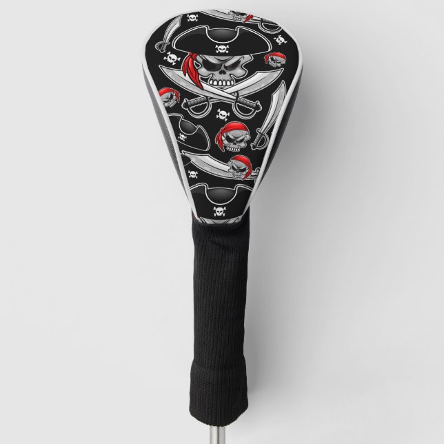 Pirate Skull with Crossed Sabres Golf Head Cover (Front)
