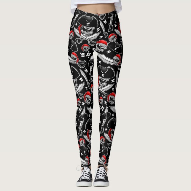 Pirate Skull with Crossed Sabres Leggings (Front)