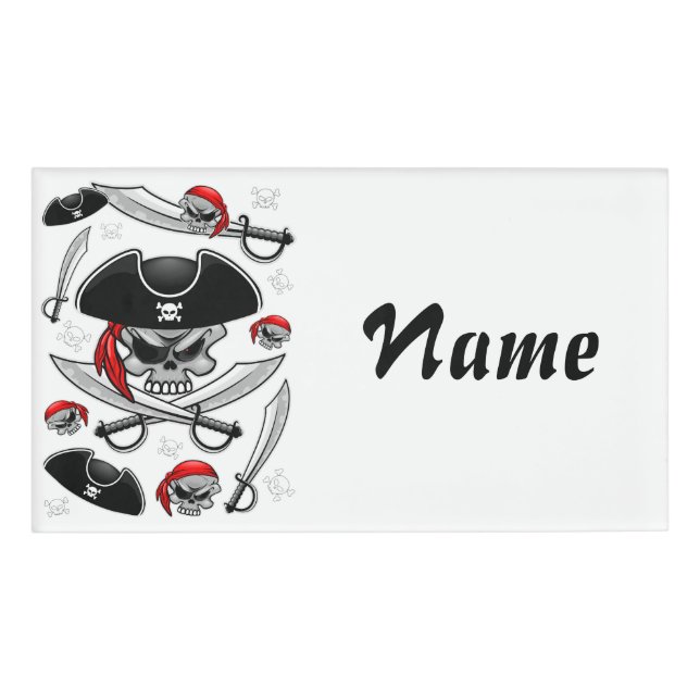 Pirate Skull with Crossed Sabres Name Tag (Front)