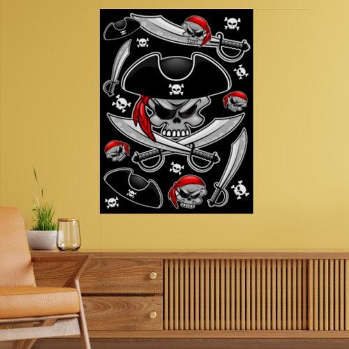 Pirate Skull with Crossed Sabres Poster