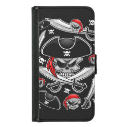 Pirate Skull with Crossed Sabres Samsung Galaxy S5 Wallet Case