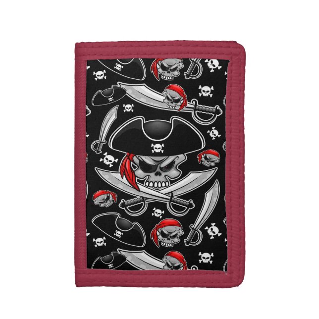 Pirate Skull with Crossed Sabres Trifold Wallet (Front Vertical)