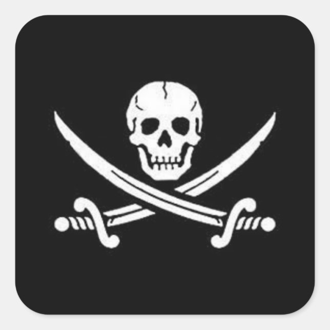 Pirate Skull with Crossed Swords Square Sticker (Front)