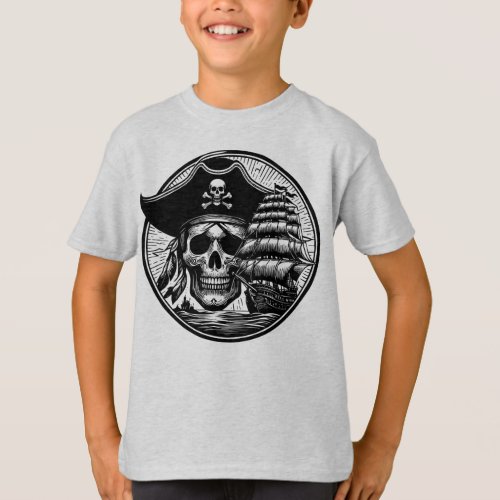 Pirate Skull with Ship T_Shirt