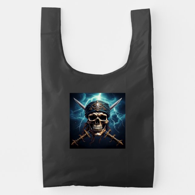 Pirate Skull with Swords BAGGU Reusable Bag (Front)