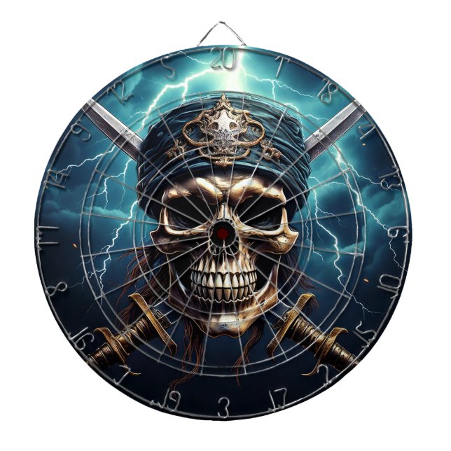 Pirate Skull with Swords Dartboard (Front)
