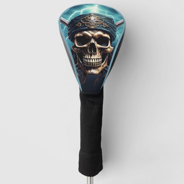 Pirate Skull with Swords Golf Head Cover (Front)