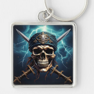 Pirate Skull with Swords Keychain
