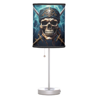 Pirate Skull with Swords Lamp