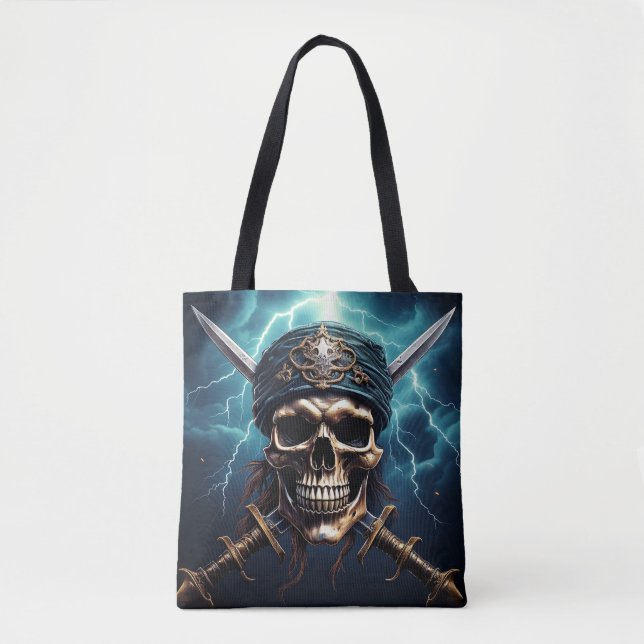 Pirate Skull with Swords Tote Bag (Front)