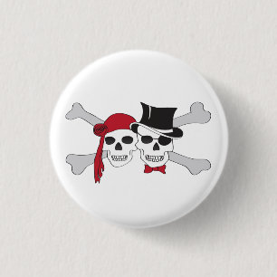 pirate skulls and crossbones button