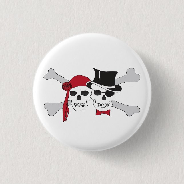 pirate skulls and crossbones button (Front)