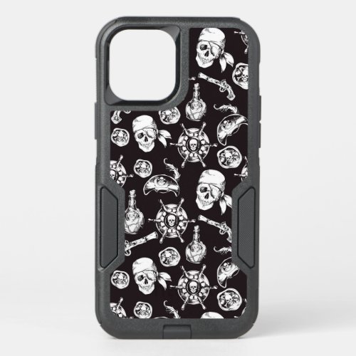Pirate skulls black white pattern all phones OtterBox commuter iPhone 12 pro case
