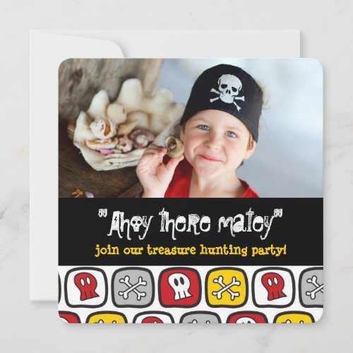 Pirate Skulls  Bones Boy Birthday Party Invite