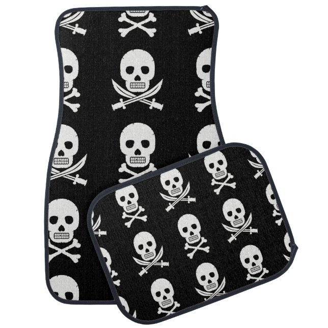 Pirate Skulls Crossbones Seamless Pattern Car Floor Mat (Set)