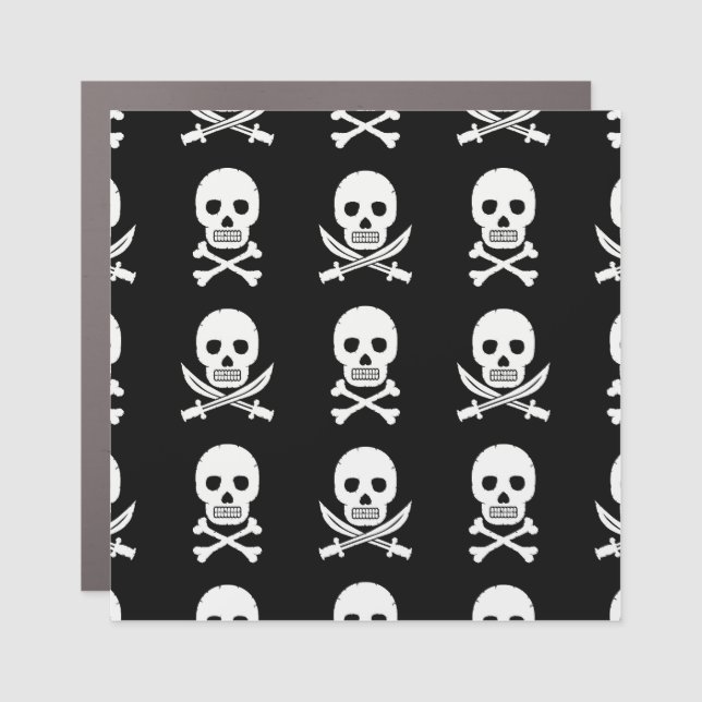 Pirate Skulls Crossbones Seamless Pattern Car Magnet (Front)
