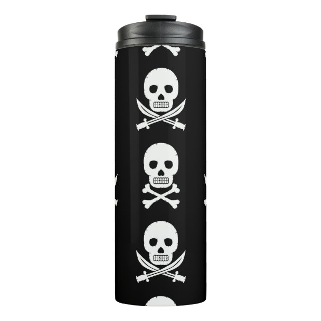 Pirate Skulls Crossbones Seamless Pattern Thermal Tumbler (Front)