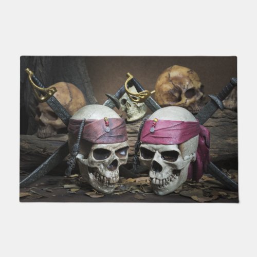 Pirate Skulls door mat