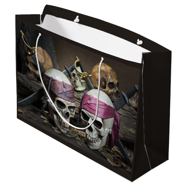 Pirate Skulls large gift bag (Back Angled)
