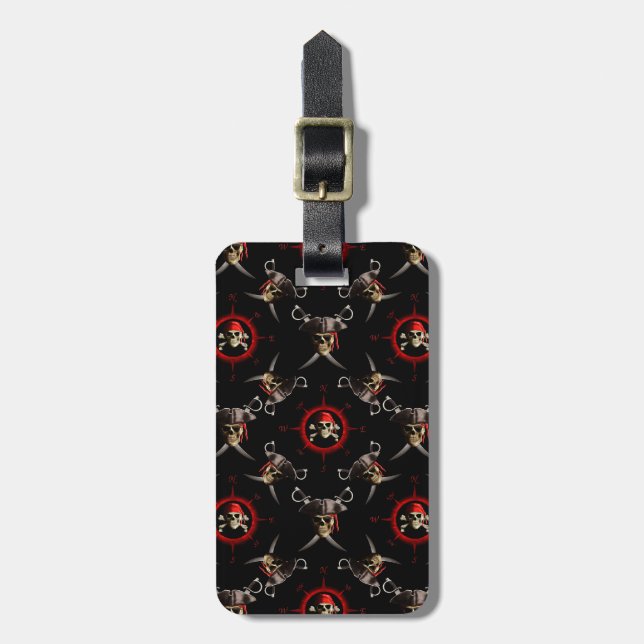 Pirate Skulls Luggage Tag (Front Vertical)