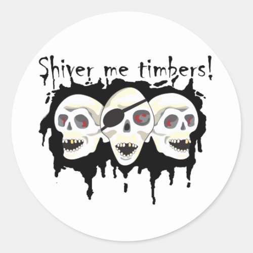 Pirate Skulls Shiver me Timbers Sticker