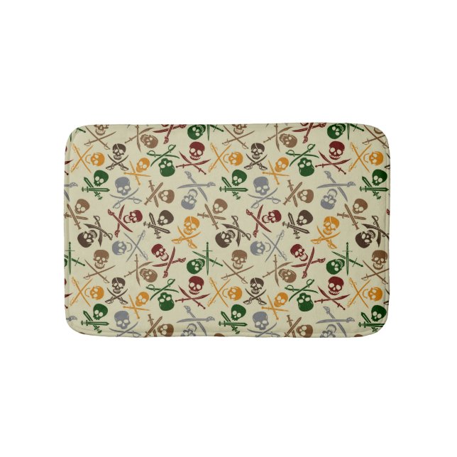 Pirate Skulls with Crossed Swords Bathroom Mat (Front)