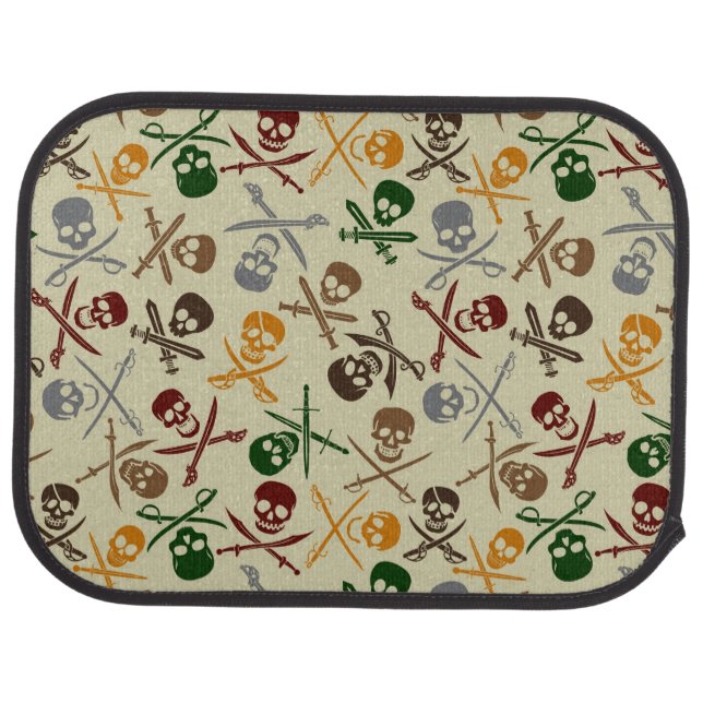 Pirate Skulls with Crossed Swords Car Floor Mat (Rear)