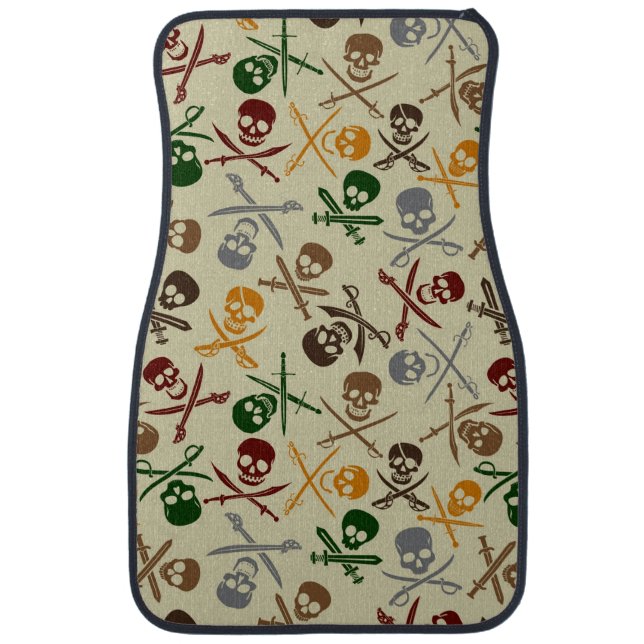 Pirate Skulls with Crossed Swords Car Floor Mat (Front)