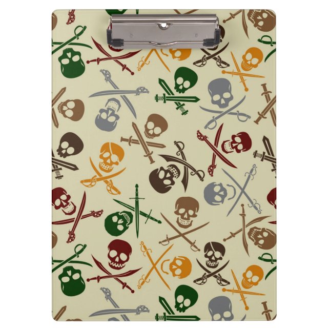 Pirate Skulls with Crossed Swords Clipboard (Front)