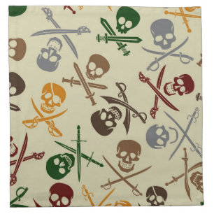 Pirate Skulls with Crossed Swords Cloth Napkin