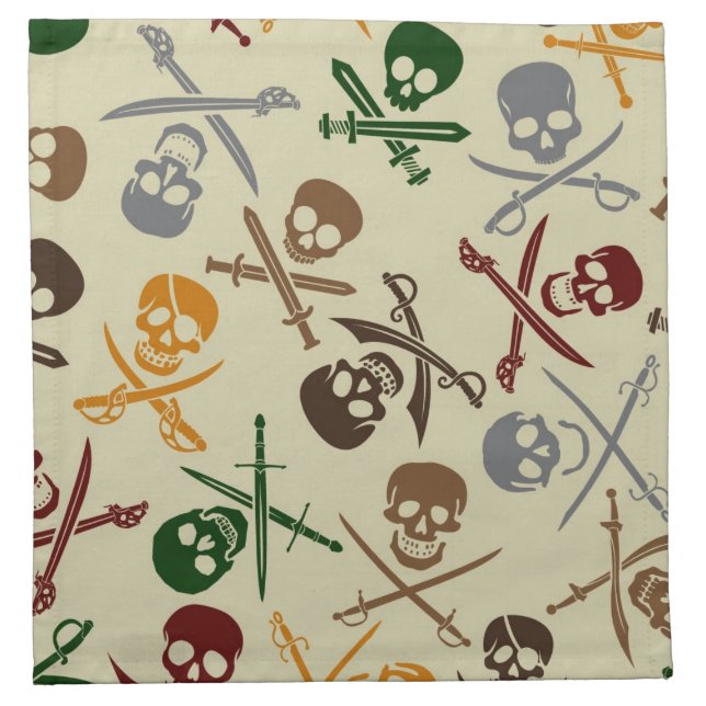 Pirate Skulls with Crossed Swords Cloth Napkin (Front)