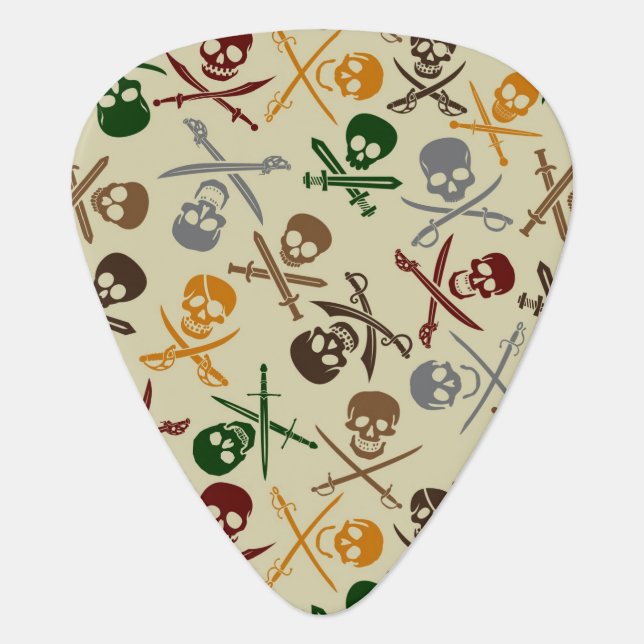 Pirate Skulls with Crossed Swords Guitar Pick (Front)